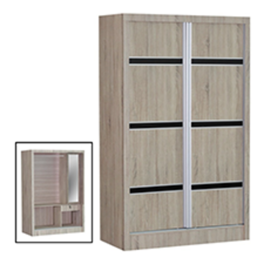 WD-4239-VO 4ft 2 Sliding Doors Wardrobe With Anti Jump Roller (K/D)